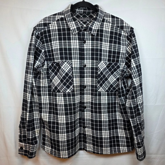 Slate & Stone Other - Slate & Stone Plaid Flannel Button Down‎ XL Black White Long Sleeve RN139748